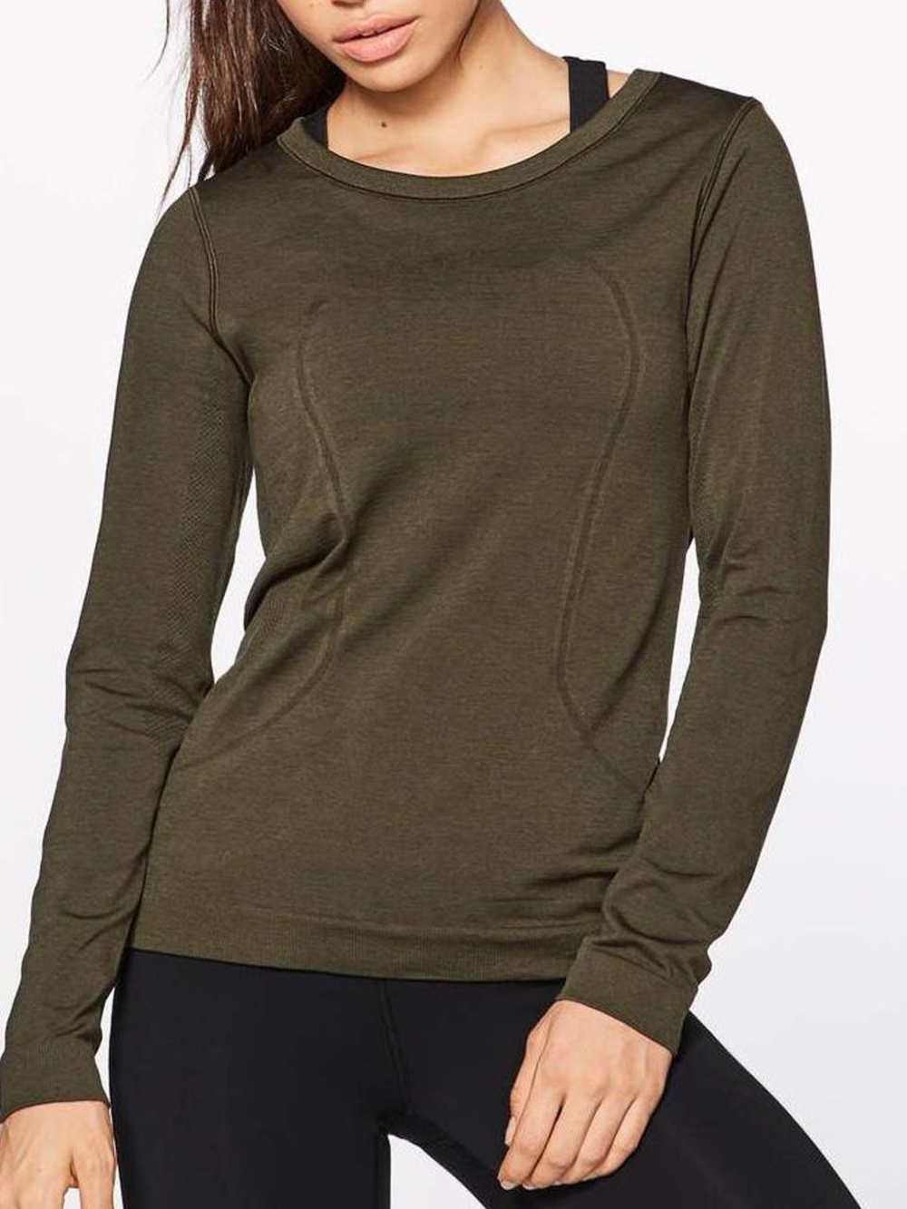 Lululemon Athletica Olive Long-Sleeve Crewneck Top Size M